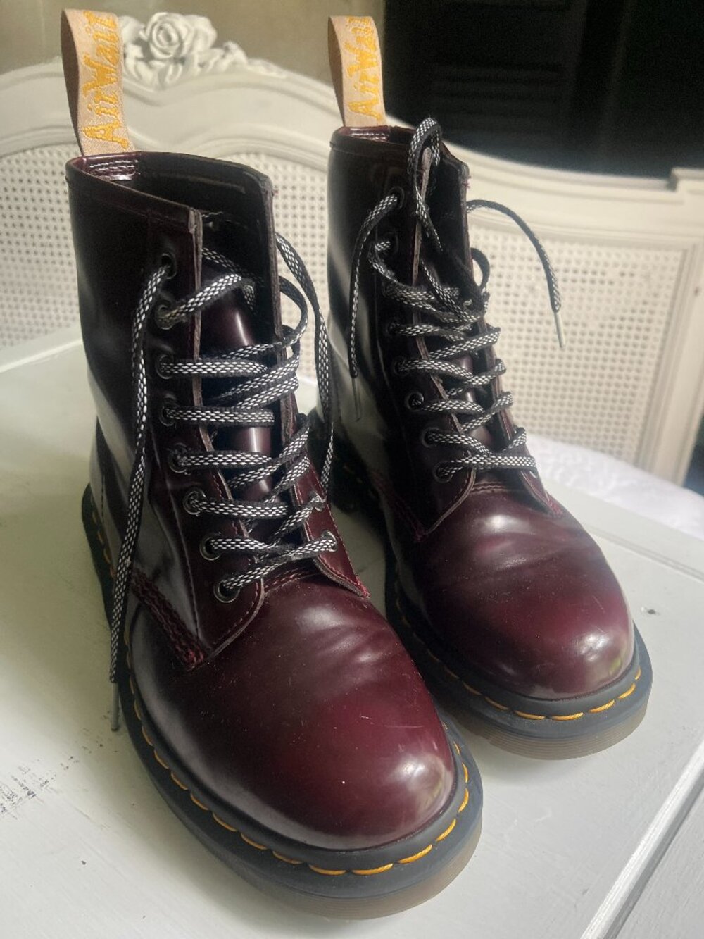 Dr. Martens Women's Cherry Red 1460 Leather Lace-Up Boots
